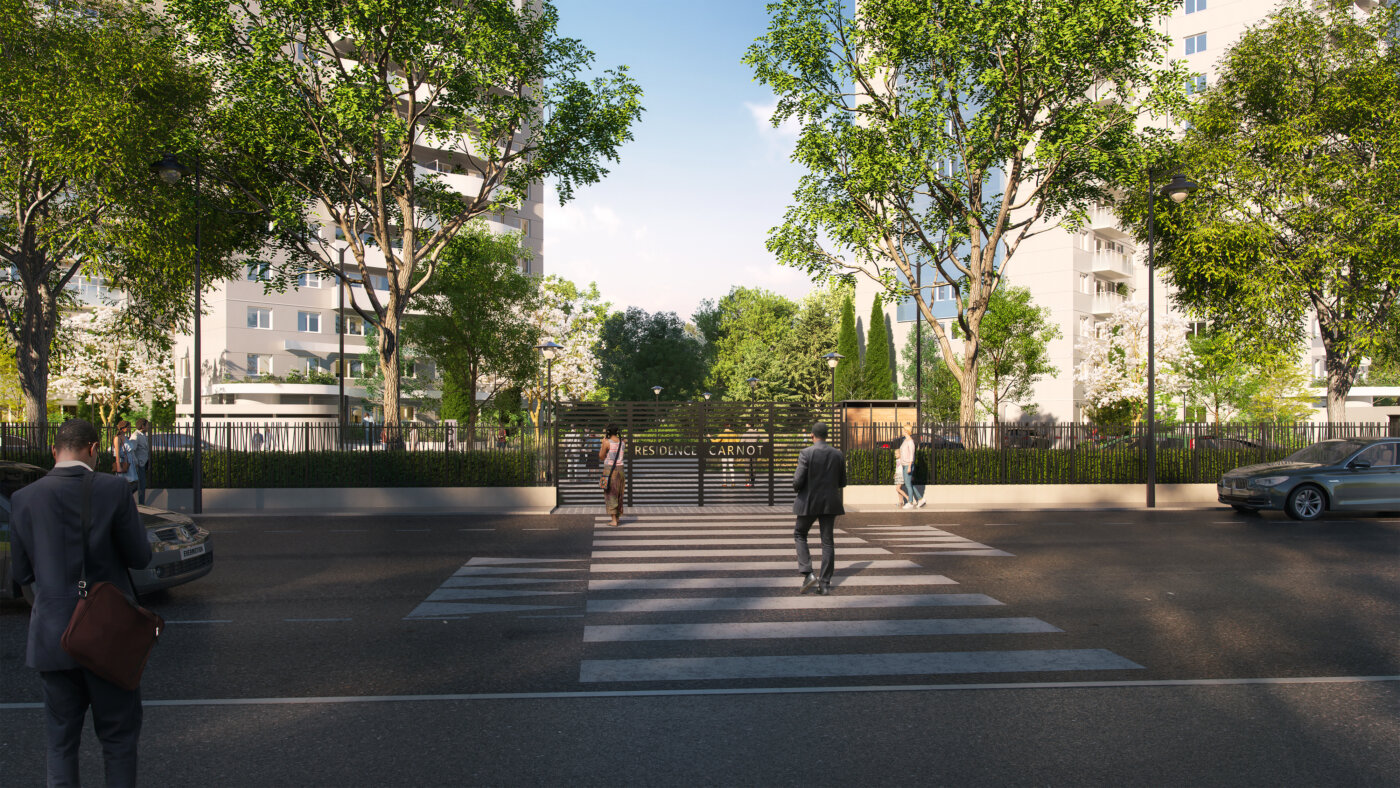 Le portail de la résidence Carnot à Maisons-Alfort après résidentialisation