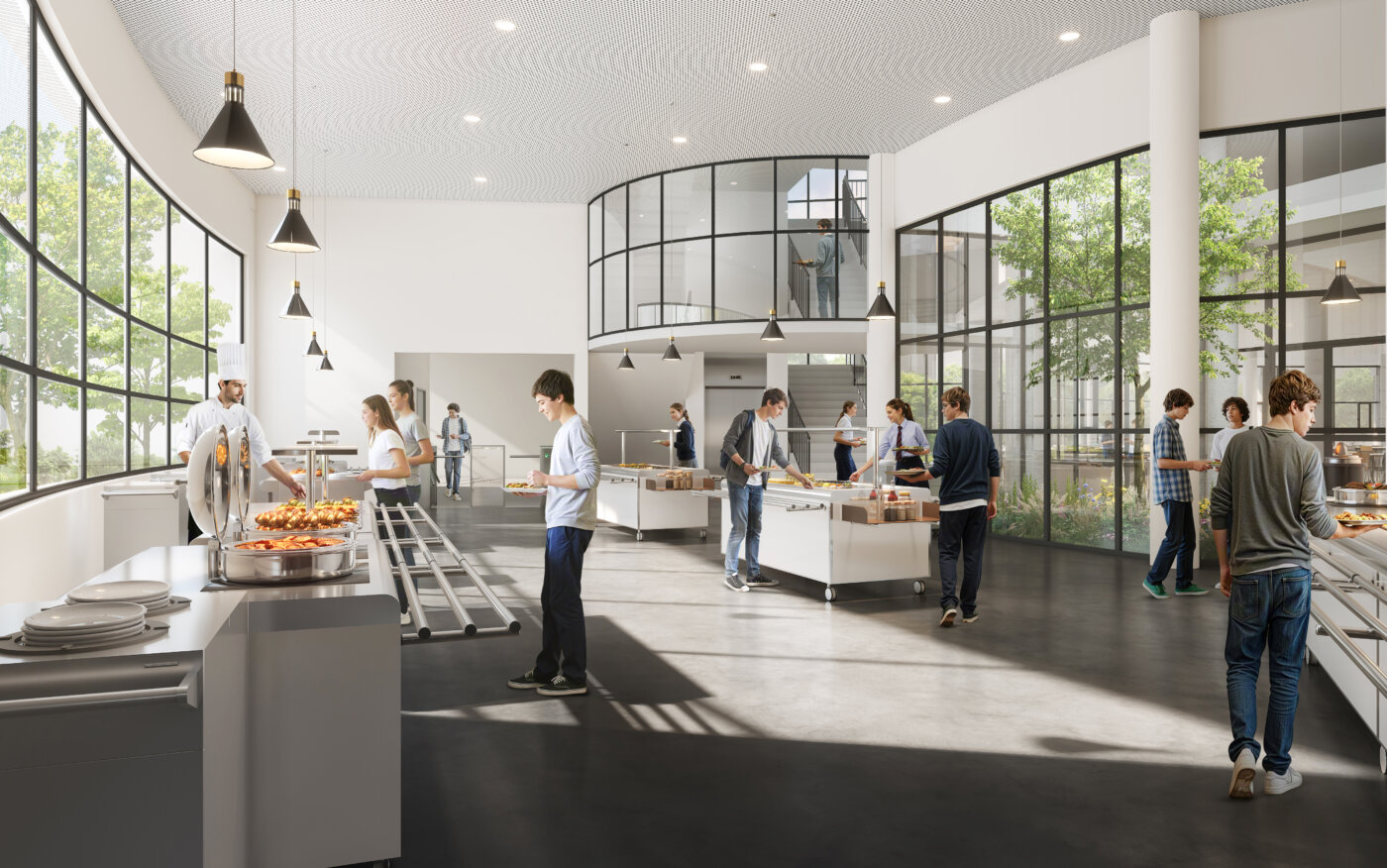 L’espace de distribution self-service de la restauration des lycées Franklin et Pothier à Orléans