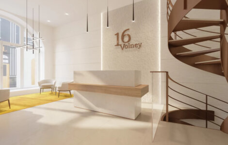 Hall d’accueil de bureaux, 16 rue Volney à Paris — visite 360°